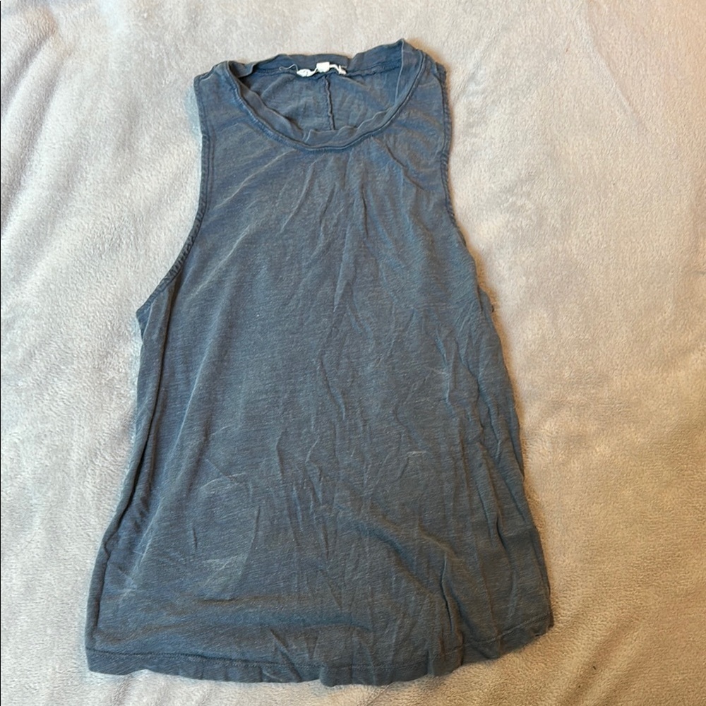 Splendid Blue Sleeveless Deep Cut Tank Relaxed Fit